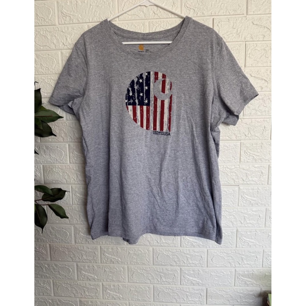 Carhartt Womens USA Graphic Print T-Shirt Gray 2XL 102605-034